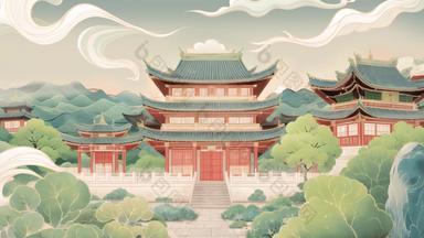 中式宫殿卡通视频背景